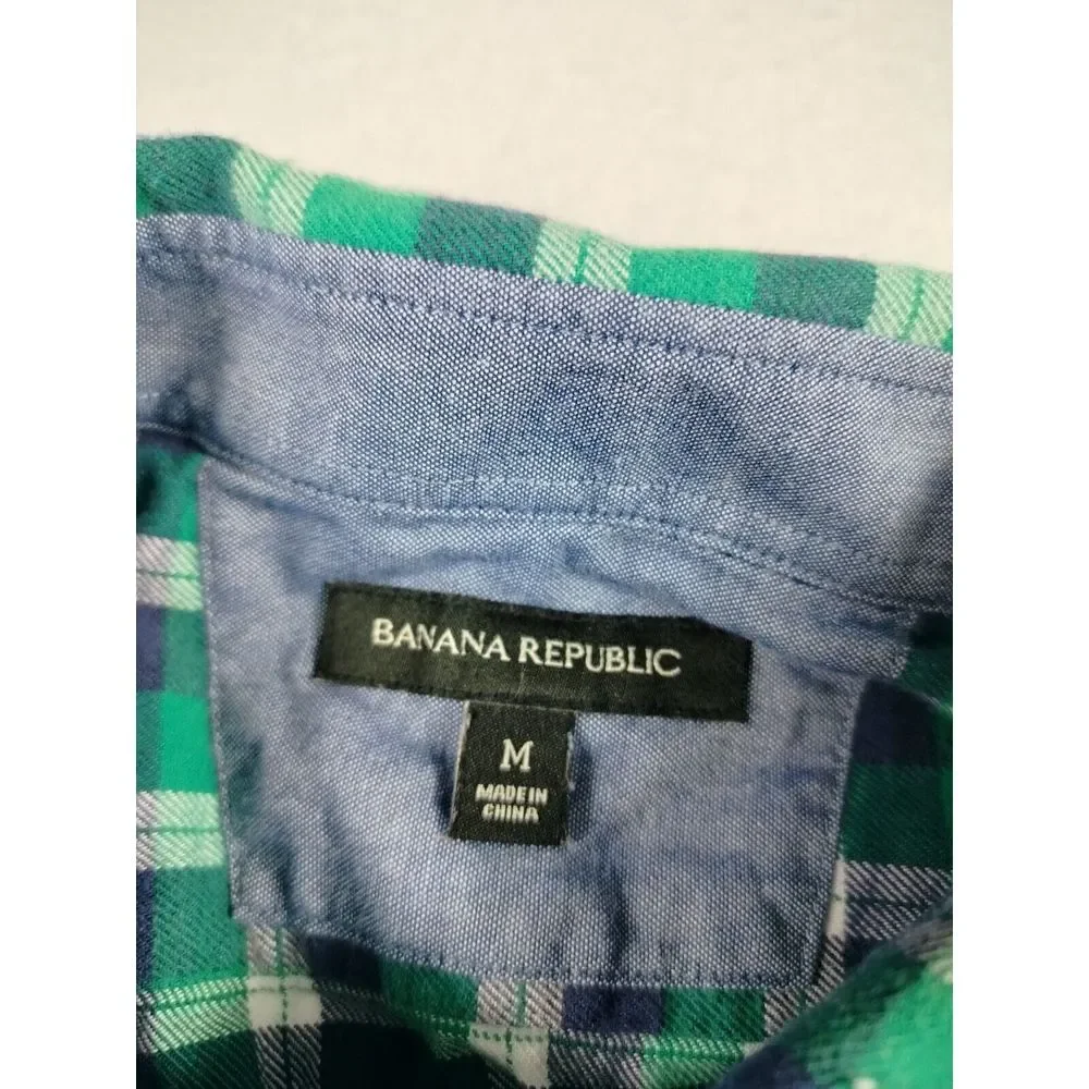 Banana Republic Flannel Shirt Men's Medium Green‎ Cabincore Gorpcore Cozycore